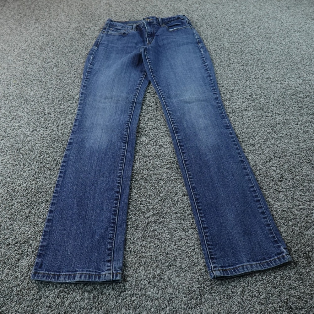 Levis Jeans Womens 4 Dark Blue Denim Pants 505 Straight Mid Rise Stretch Flex